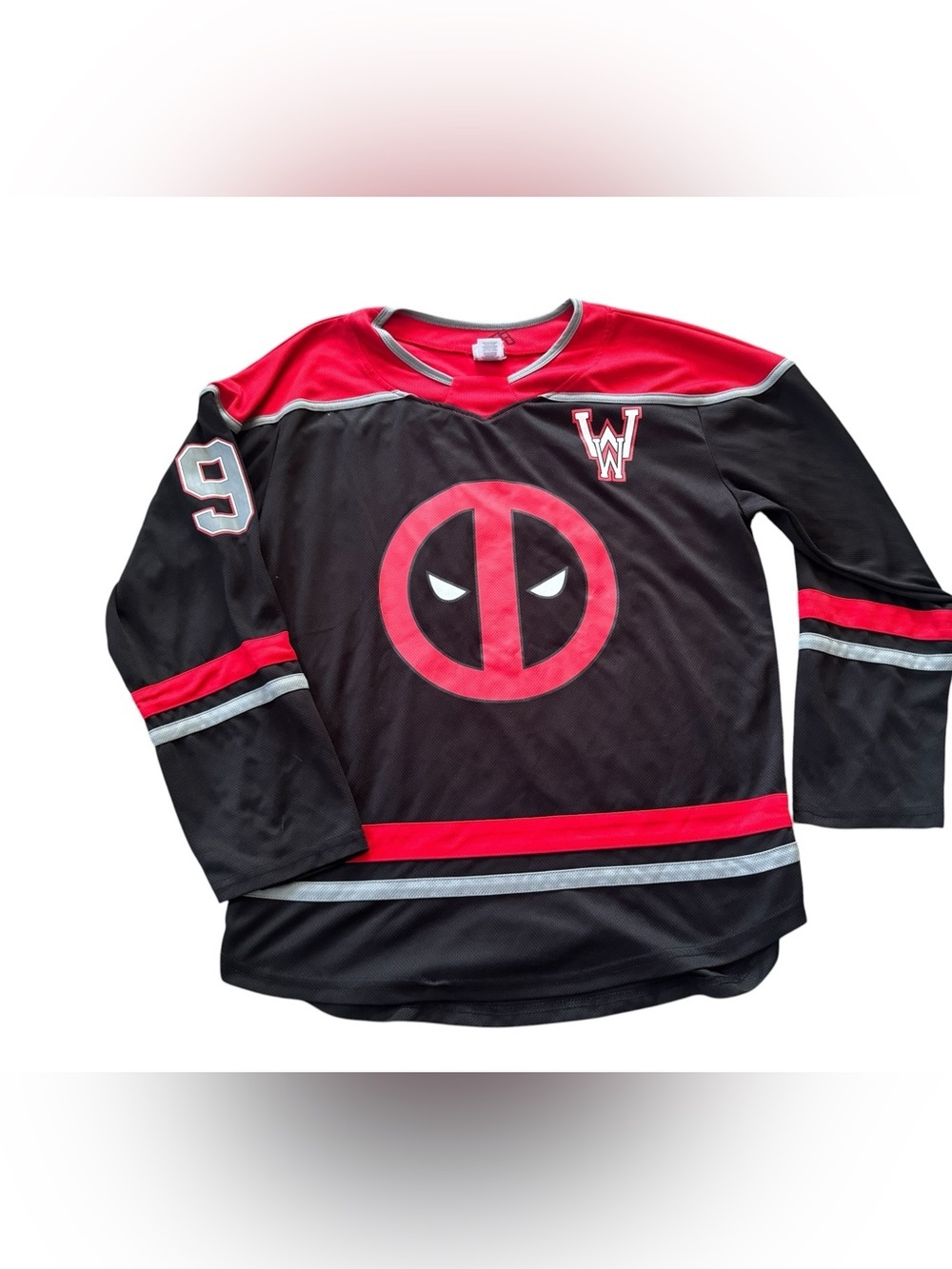 Marvel Deadpool Hockey Jersey Mens M 38-40 #91 Black Red